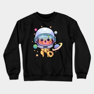 Kawaii Cat Astronaut Space Crewneck Sweatshirt